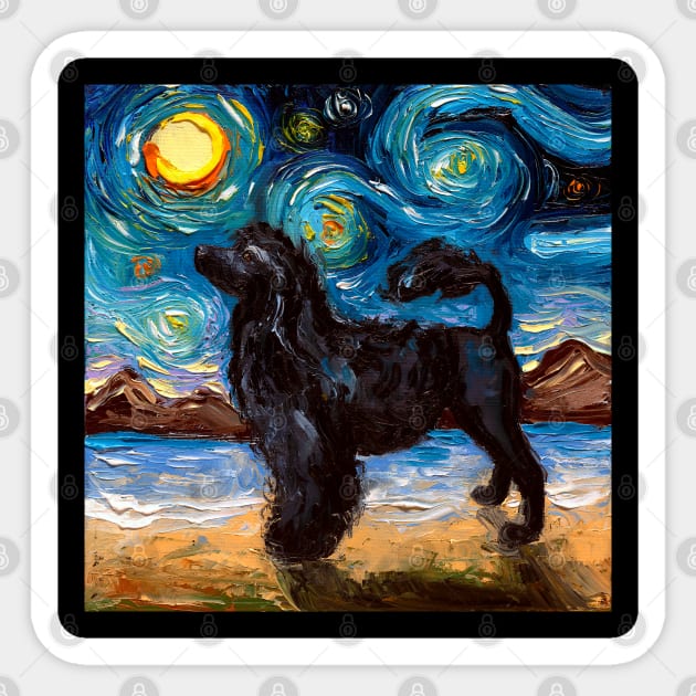 Portuguese Water Dog Night Sticker by sagittariusgallery